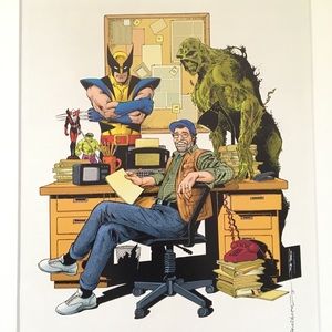 Swamp Thing Wolverine artist portrait art matted